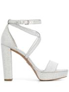 Michael Michael Kors Charlize Platform Glitter Sandals - Silver