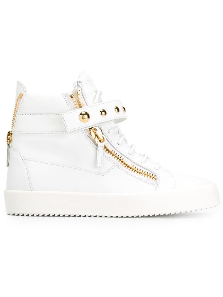 Giuseppe Zanotti Design Riley Hi-top Sneakers, Men's, Size: 39, White, Leather/rubber/metal Other