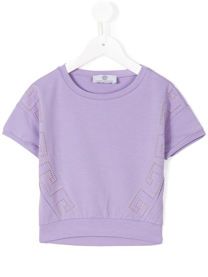 Young Versace - Embellished T-shirt - Kids - Cotton/spandex/elastane - 12 Yrs, Girl's, Pink/purple