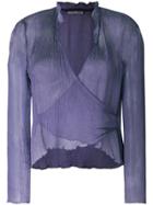 Giorgio Armani Vintage Wrapped Front Sheer Blouse - Pink & Purple