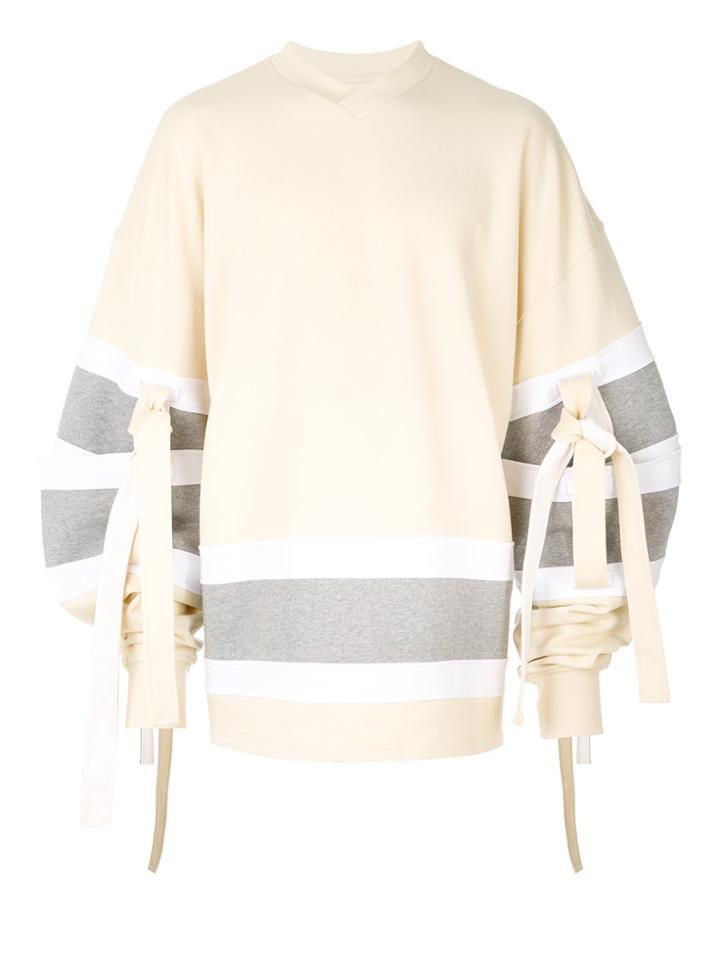 Y / Project Oversized Tie Detail Striped Sweater - Multicolour