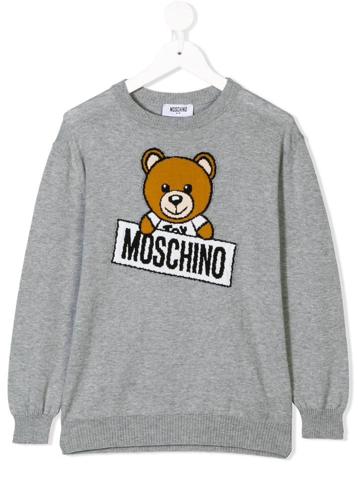 Moschino Kids Teen Teddy Bear Sweater - Grey