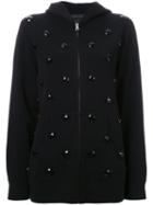 Marc Jacobs Embellished Hoodie, Women's, Size: Large, Black, Cotton/nylon/viscose/wool