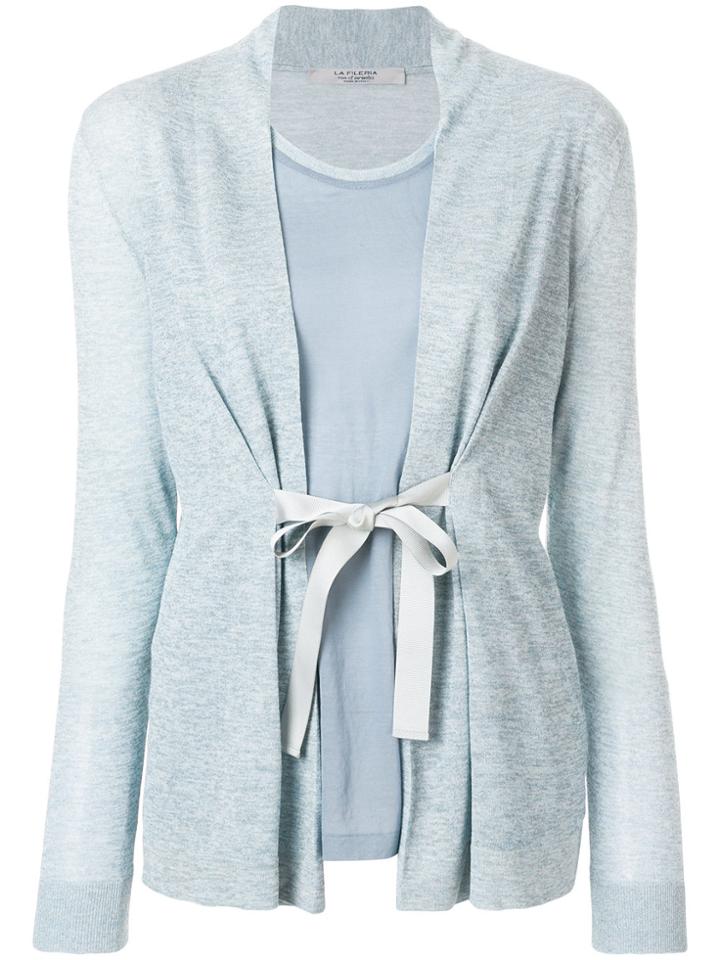 La Fileria For D'aniello Bow Tie Cardigan - Blue
