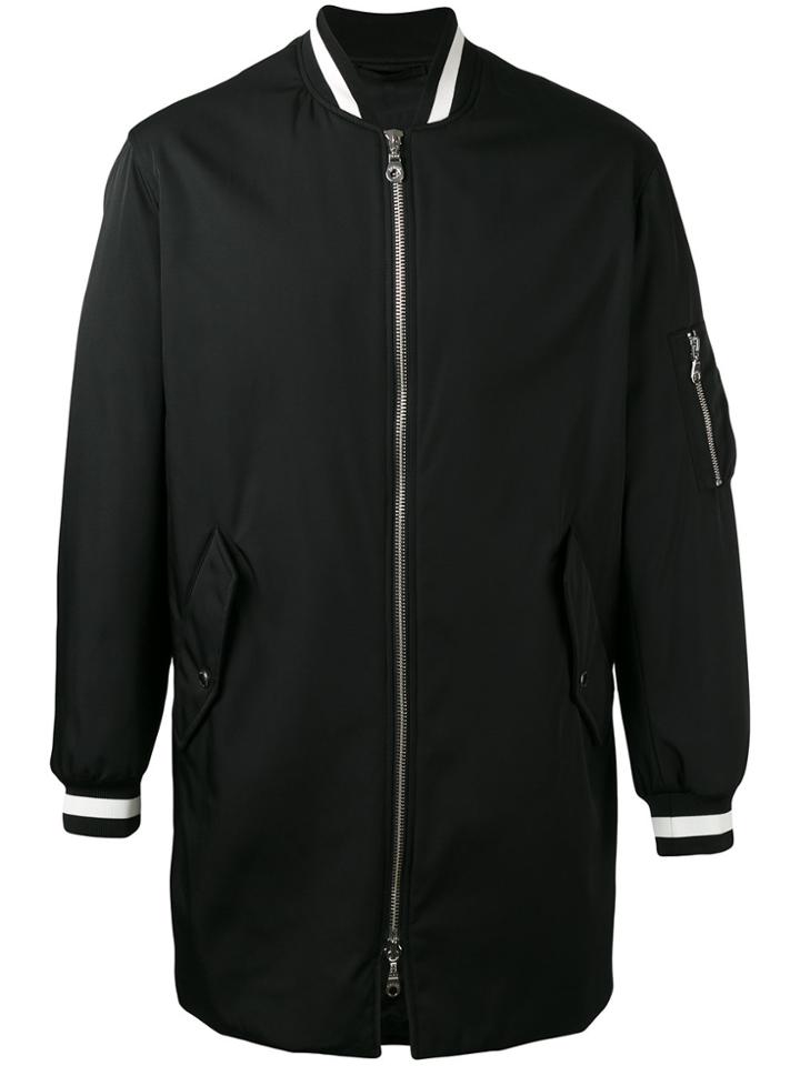 Kenzo Long Tonal Logo Bomber Jacket - Black