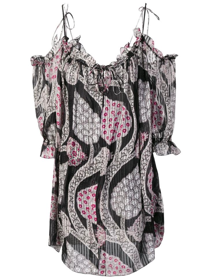 Isabel Marant Off-shoulder Floral Dress - Black