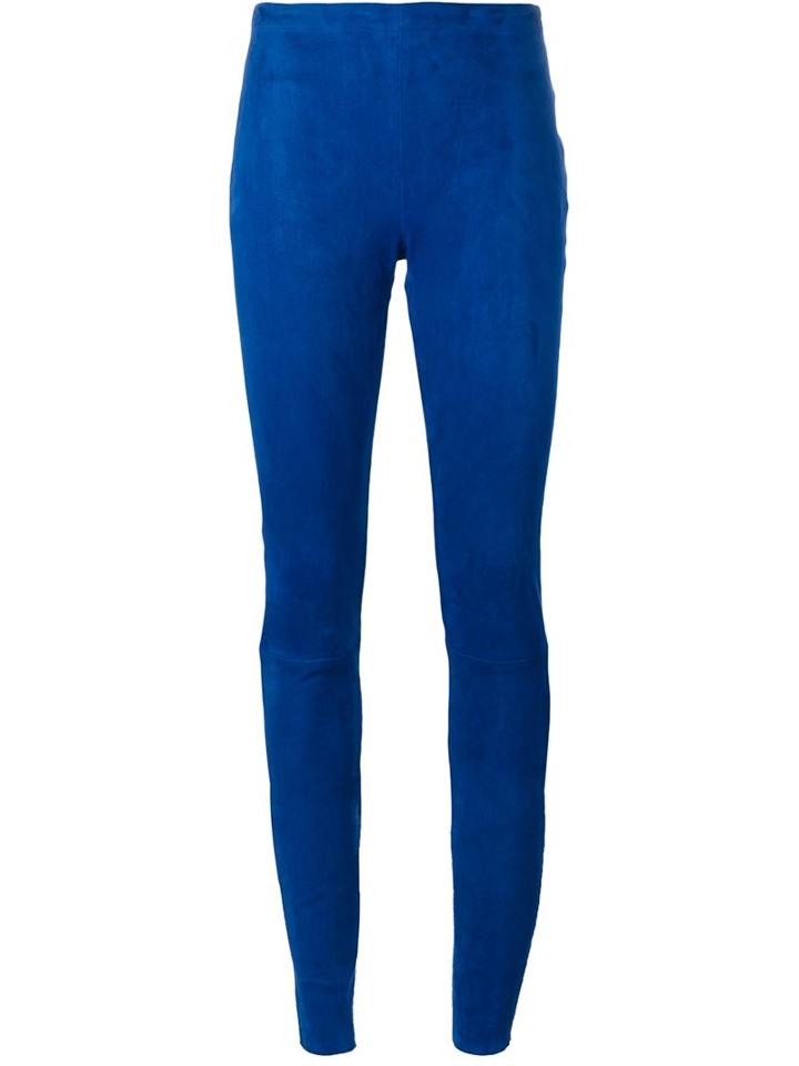 Haider Ackermann Elastic Waistband Leggings, Women's, Size: 38, Blue, Cotton/leather/spandex/elastane