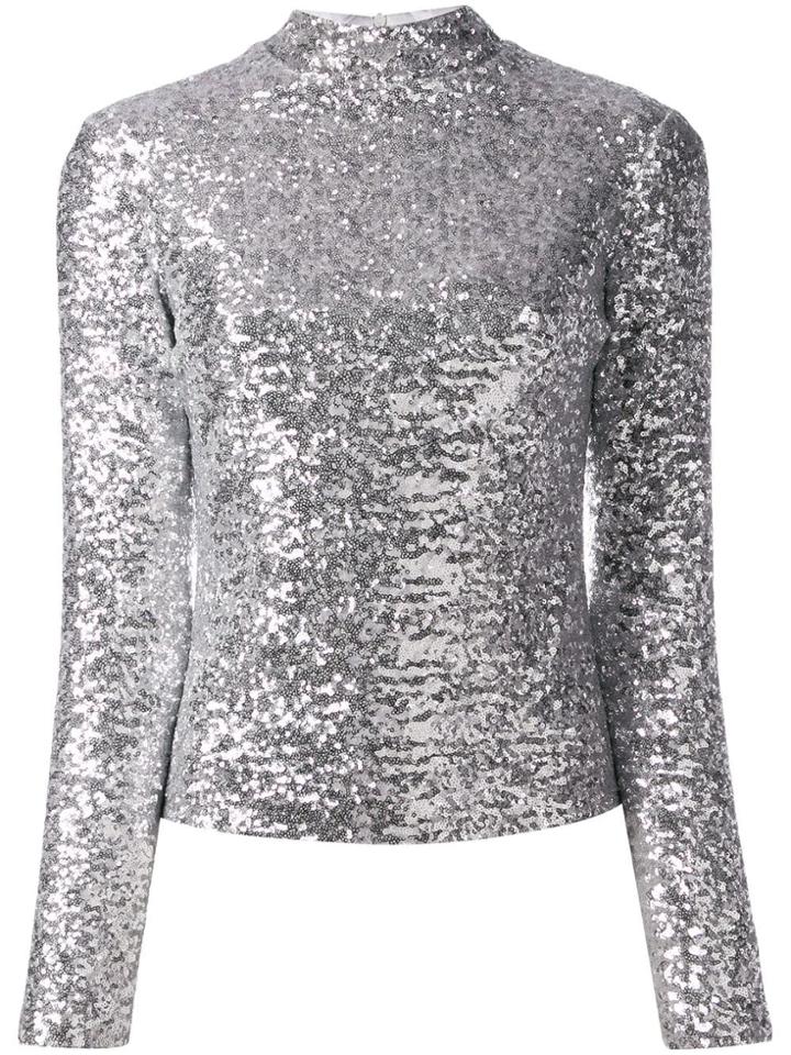 In The Mood For Love Roll Neck Sequin Top - Silver