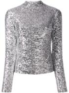 In The Mood For Love Roll Neck Sequin Top - Silver