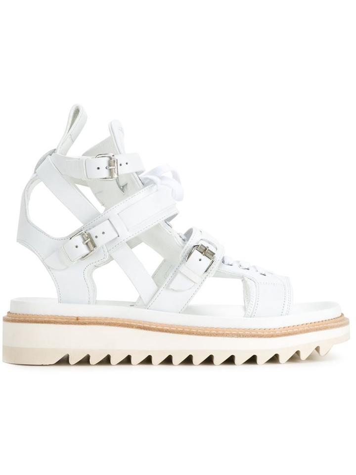 Les Hommes Buckled Sandals, Men's, Size: 43, White, Leather