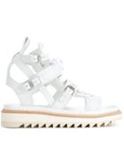 Les Hommes Buckled Sandals, Men's, Size: 43, White, Leather