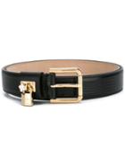 Dolce & Gabbana Padlock Belt, Women's, Size: 75, Black, Calf Leather