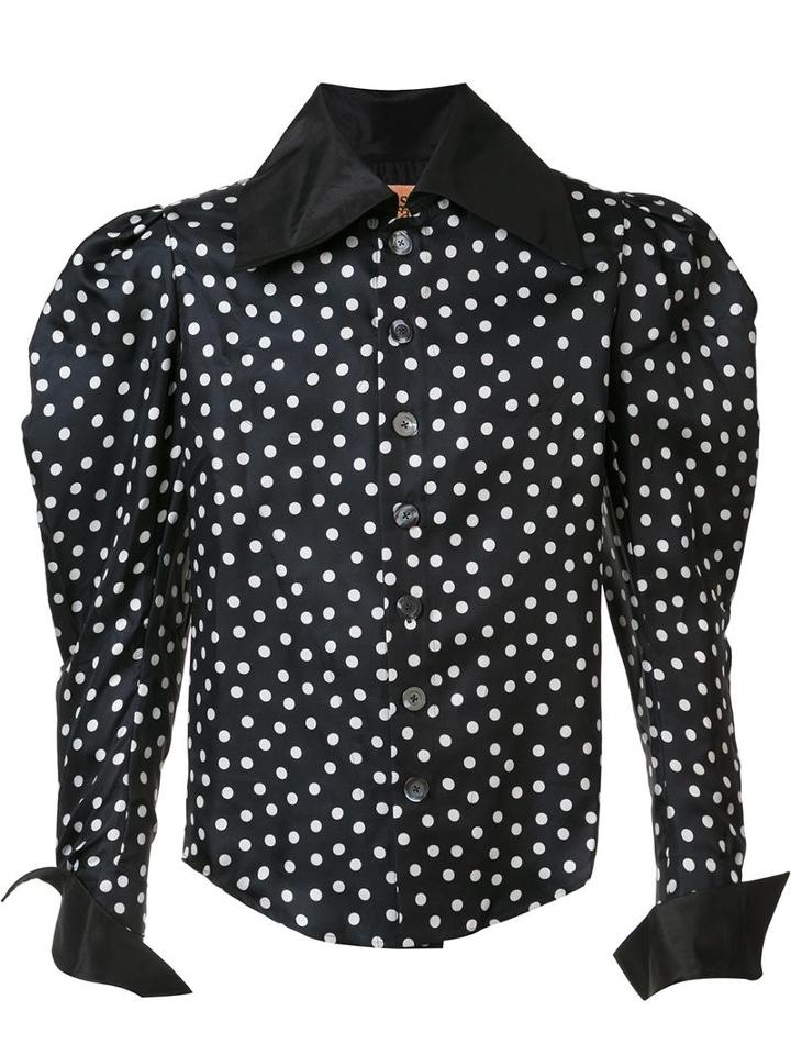 Andreas Kronthaler For Vivienne Westwood Oversize Shoulder Dot Shirt, Adult Unisex, Size: I, Black, Silk