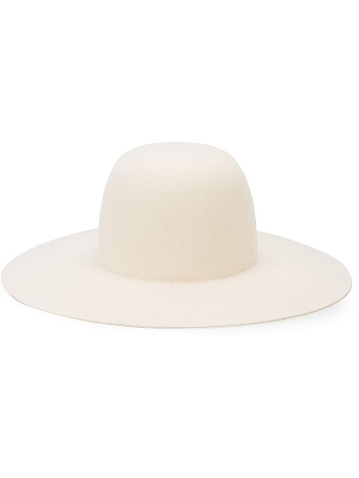 Off-white Wide Brim Hat, Women's, White, Rabbit Fur