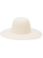 Off-white Wide Brim Hat, Women's, White, Rabbit Fur