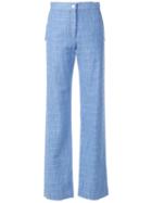 Manning Cartell Striped Tailored Trousers, Women's, Size: 8, Blue, Cotton