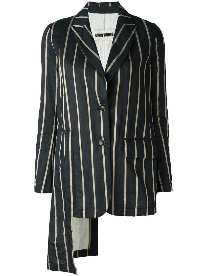 Uma Wang Striped Blazer, Women's, Size: Small, Black, Cotton/silk
