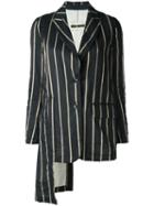 Uma Wang Striped Blazer, Women's, Size: Small, Black, Cotton/silk