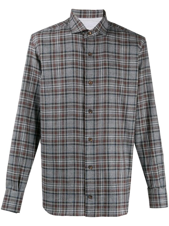 Eleventy Check Long-sleeve Shirt - Grey