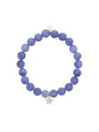 Sydney Evan 14kt Gold Beaded Bracelet With Diamond Star Charm - Blue