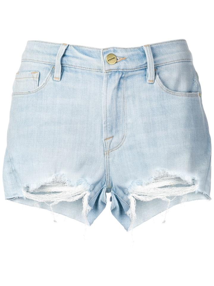 Frame Distressed Denim Shorts - Blue