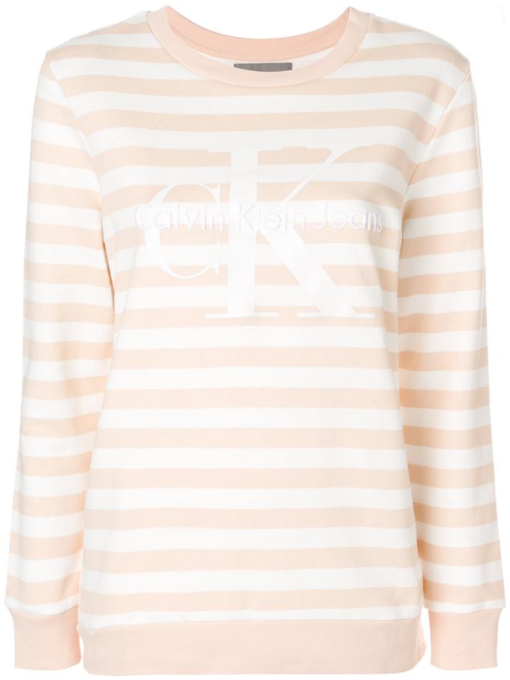 Calvin Klein Jeans Striped Logo Sweatshirt - Nude & Neutrals