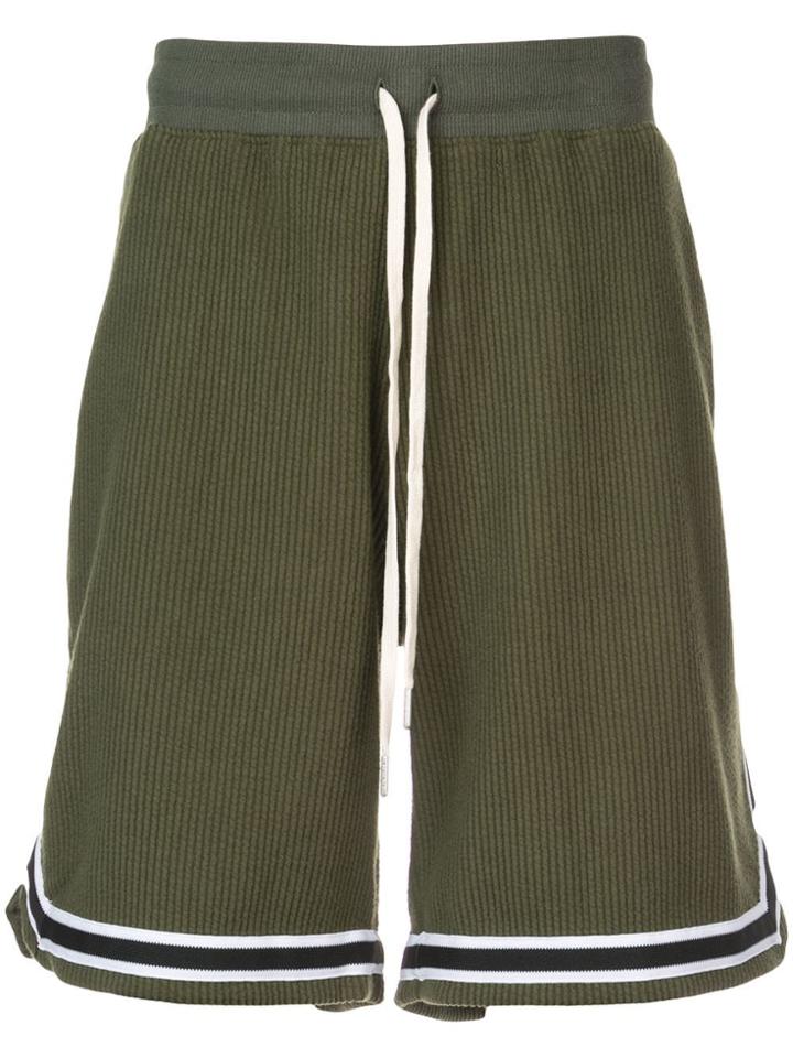 John Elliott Striped Trim Track Shorts - Green