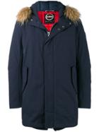 Colmar Fur-trim Hooded Coat - Blue
