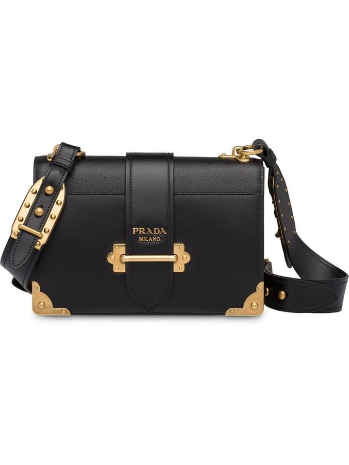 Prada Cahier Large Leather Bag - Black
