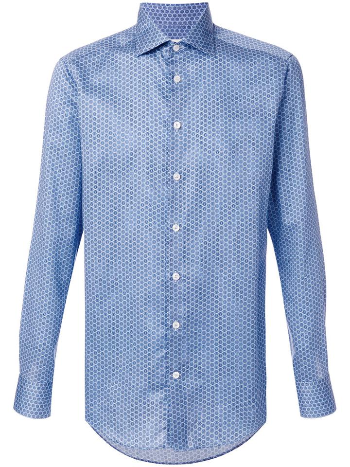 Etro - Micro Print Shirt - Men - Cotton - 45, Blue, Cotton