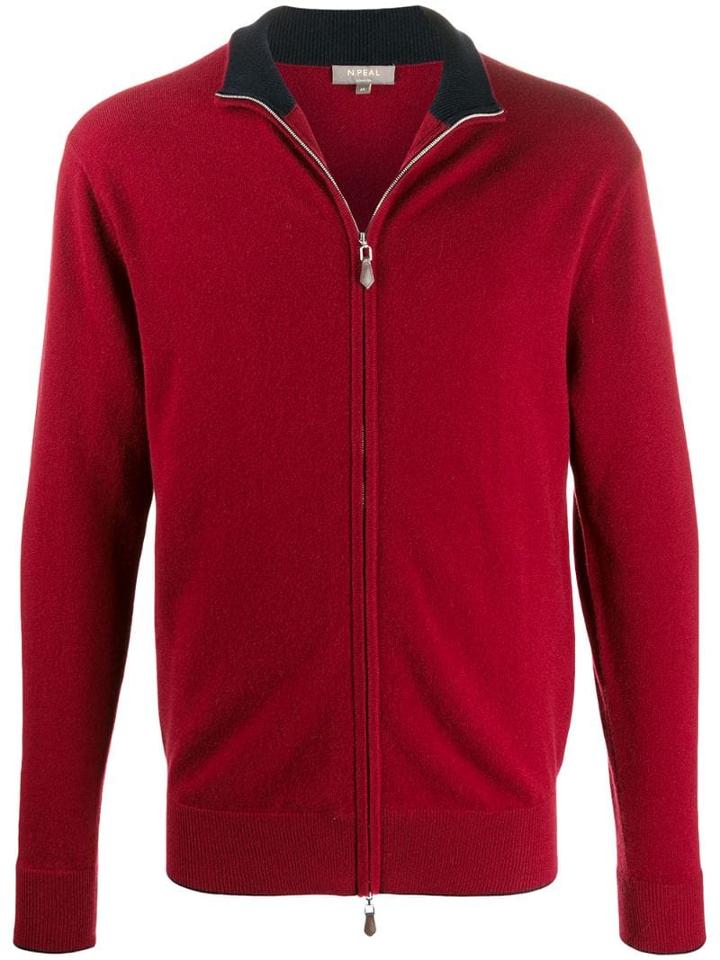 N.peal The Knightsbridge Zip Cardigan - Red