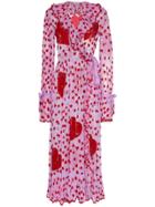 Ashish Sequin Heart Embellished Maxi Wrap Dress - Pink & Purple