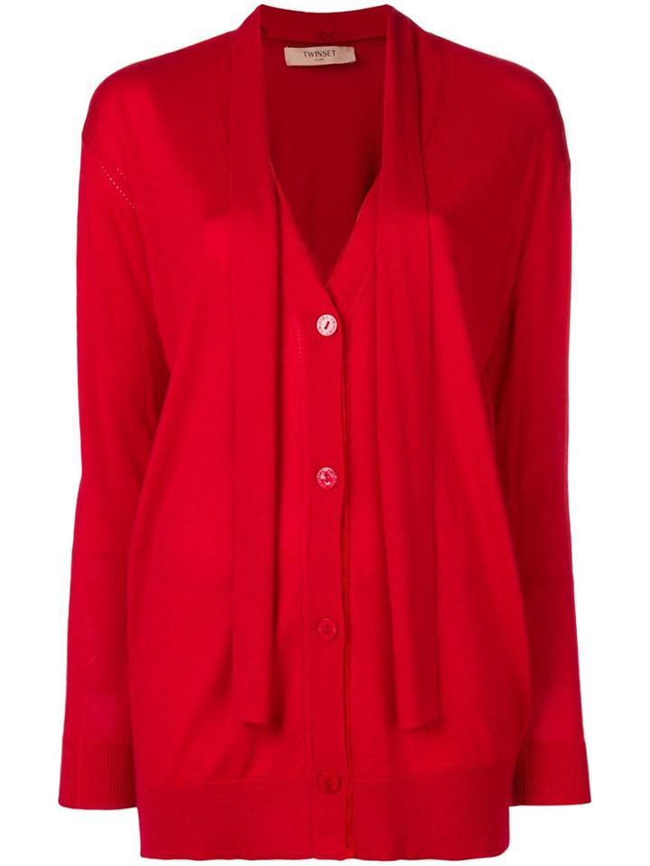 Twin-set Scarf Detail Cardigan - Red