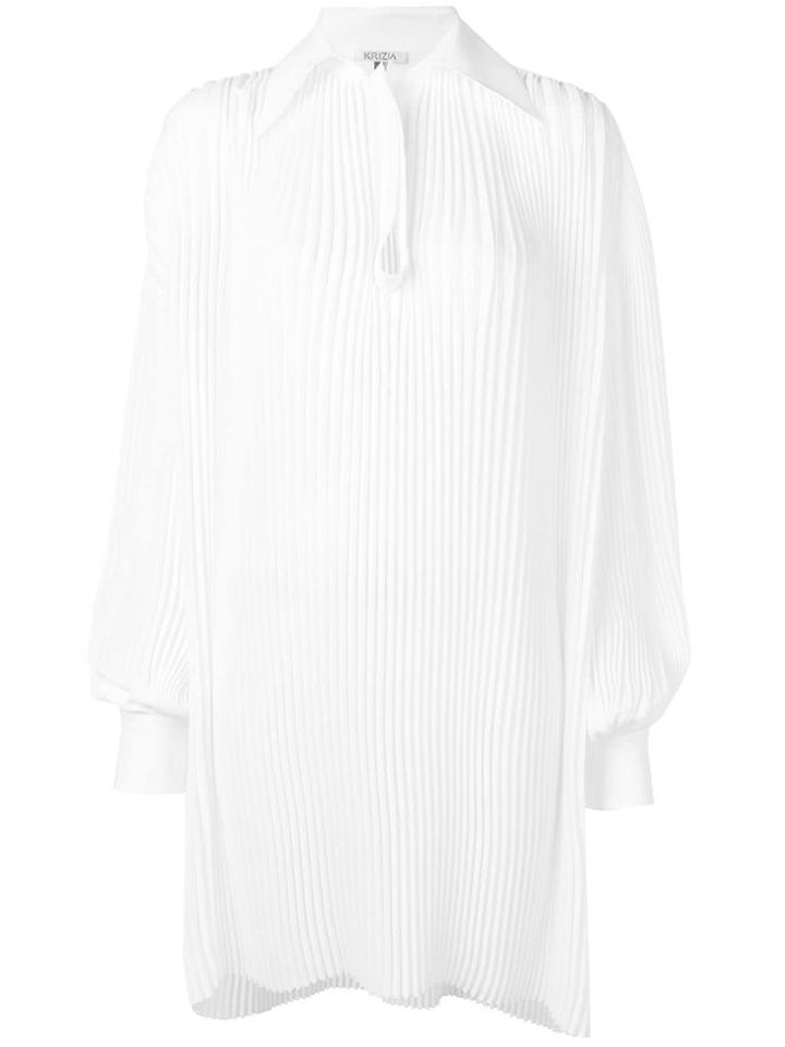 Krizia Vintage Long-sleeve Pleated Shirt - White