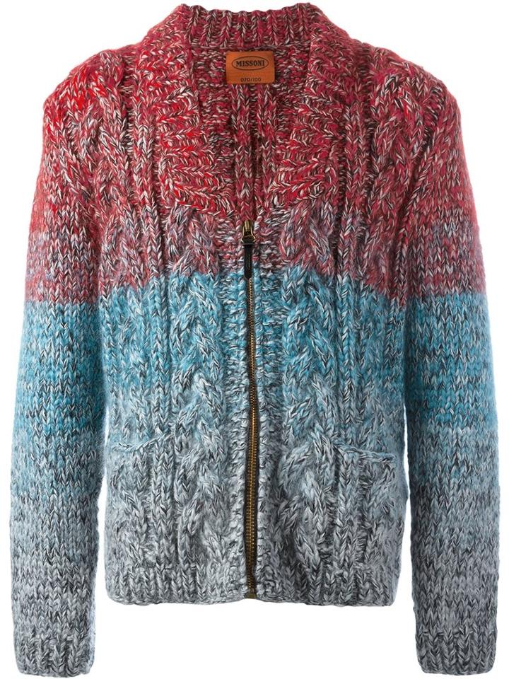 Missoni Gradient Cardigan, Men's, Size: Large, Red, Nylon/mohair/wool