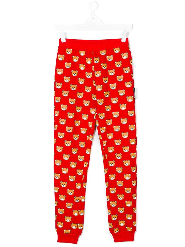 Moschino Kids Teddy Bear Print Leggings - Red