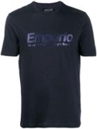 Emporio Armani Logo Embroidered T-shirt - Blue