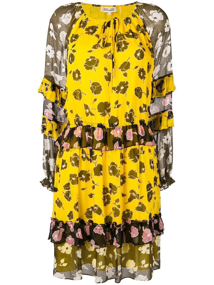 Dvf Diane Von Furstenberg Floral Print Dress - Yellow