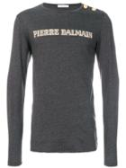 Pierre Balmain Logo Print Sweatshirt - Grey