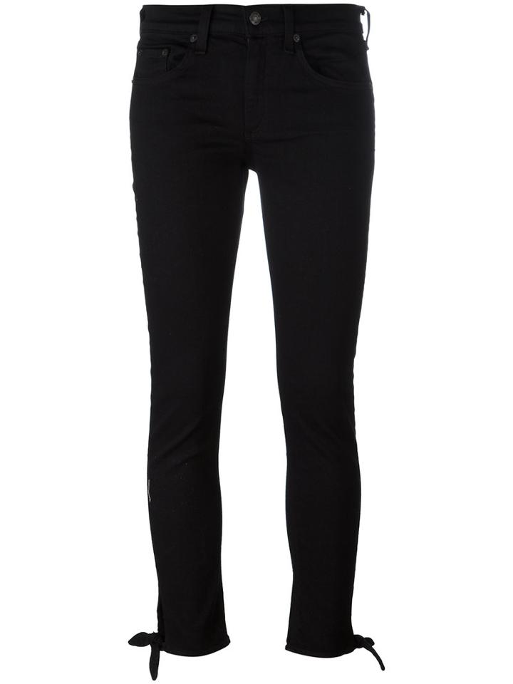 Rag & Bone /jean - Knot Detail Skinny Jeans - Women - Cotton/polyurethane - 26, Women's, Black, Cotton/polyurethane
