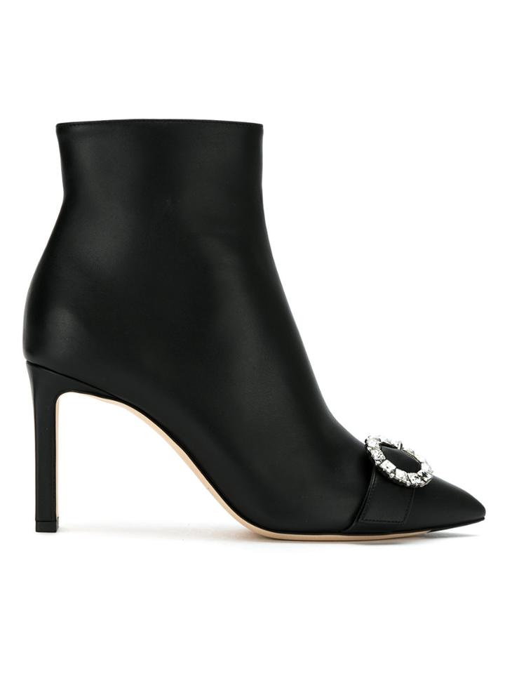 Jimmy Choo Jimmy Choo Hanover85fcy Black/crystal Leather/fur/exotic