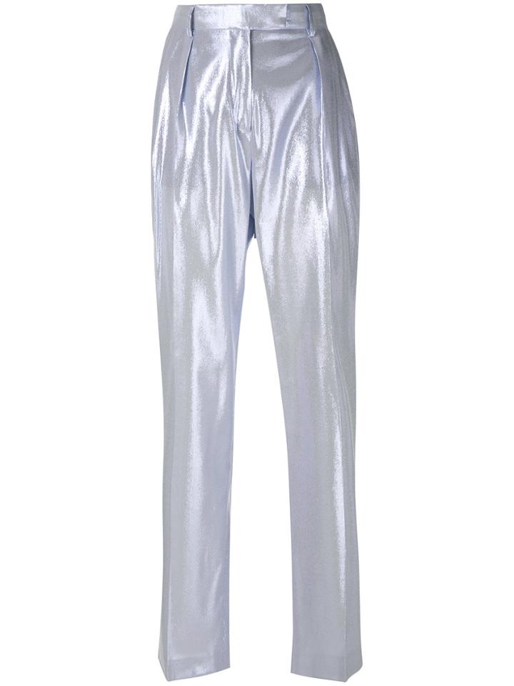 Alberta Ferretti Shimmery Tailored Trousers - Blue