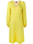 Creatures Of The Wind V-neck Long Sleeve Dress, Women's, Size: 2, Yellow/orange, Silk/virgin Wool/meryl