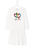 Moschino Kids Teen Logo Print Dress - White