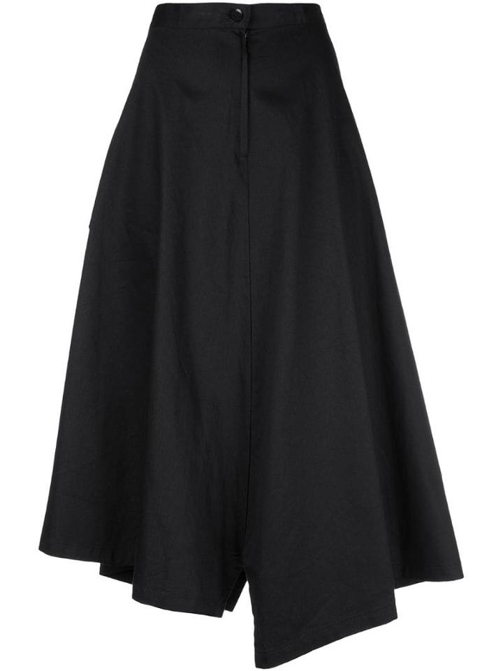 Y's Uneven Length A-line Skirt - Black