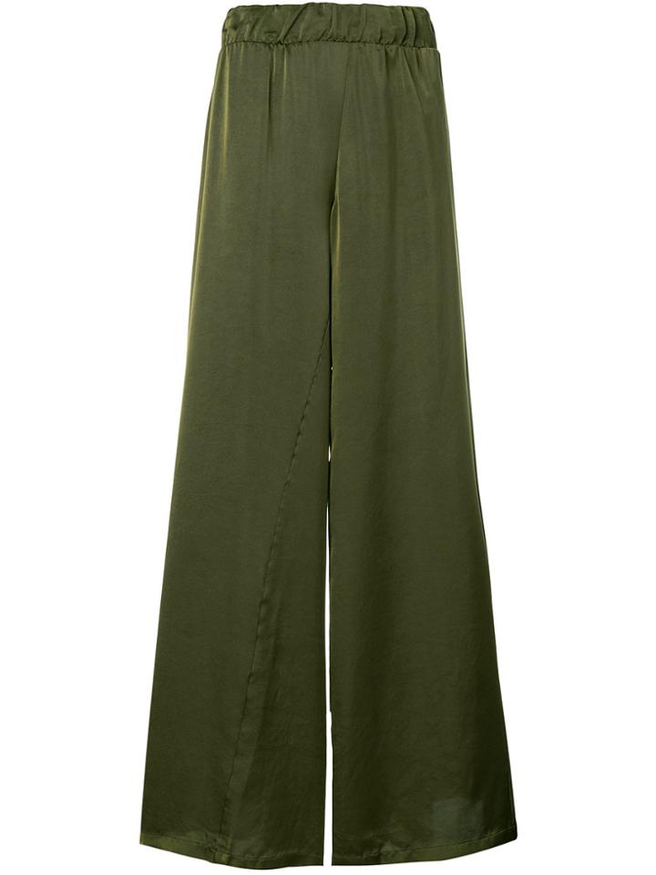 Black Coral Palace Satin Palazzo Pants - Green