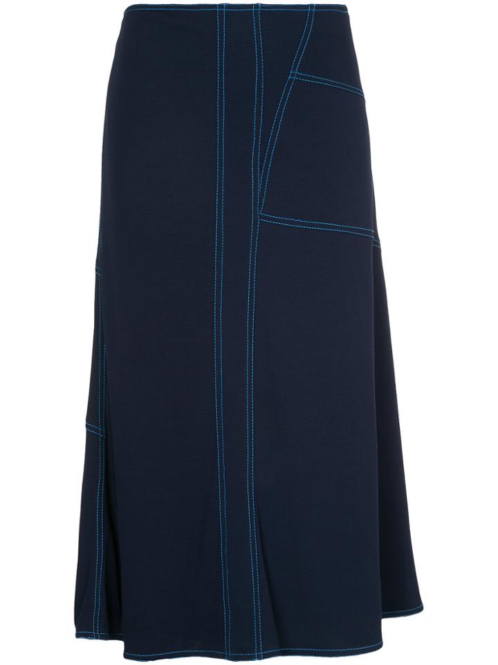 Marni Asymmetric Stitched Midi Skirt - Blue