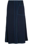 Marni Asymmetric Stitched Midi Skirt - Blue