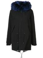 Mr & Mrs Italy Flap Pockets Parka Coat, Women's, Size: Small, Black, Cotton/rabbit Fur