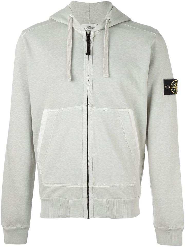 Stone Island Arm Patch Zipped Hoodie